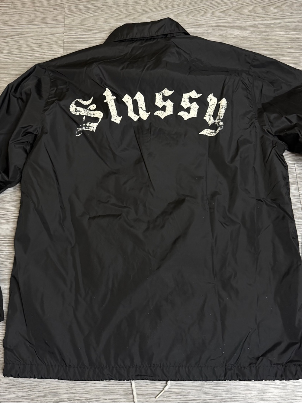 Stussy Black Coach’s Jacket Button Closure Men's Size Medium Old English S